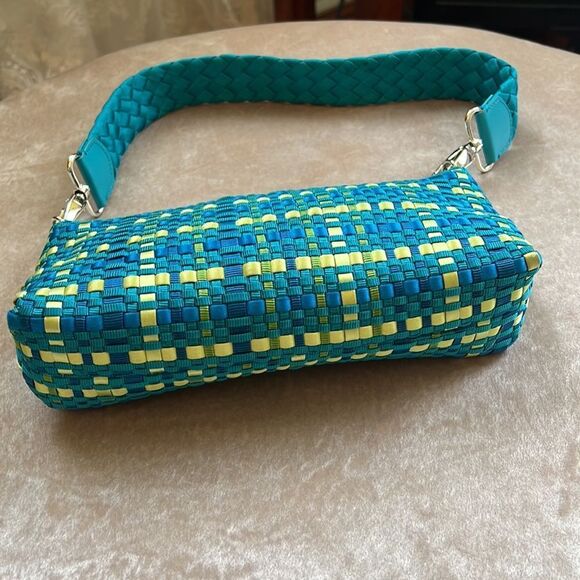 *The Sak* Turquoise and Lime Green Woven Small Handbag in EUC - Picture 4 of 13